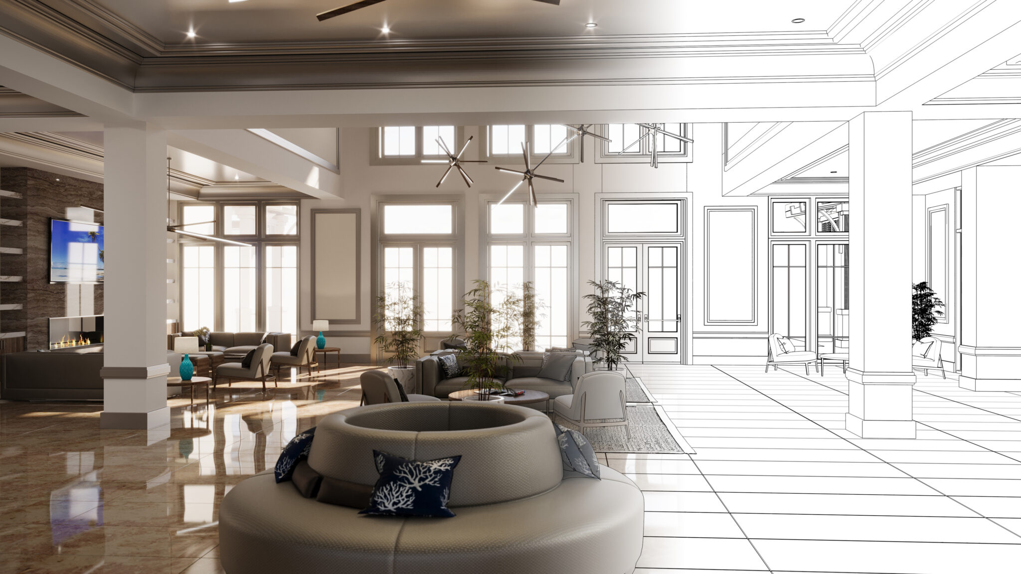 「周辺環境と密接した商業施設デザイン」CG空間でリアルに体験できると好評の「建築VR」でご提案しました！
